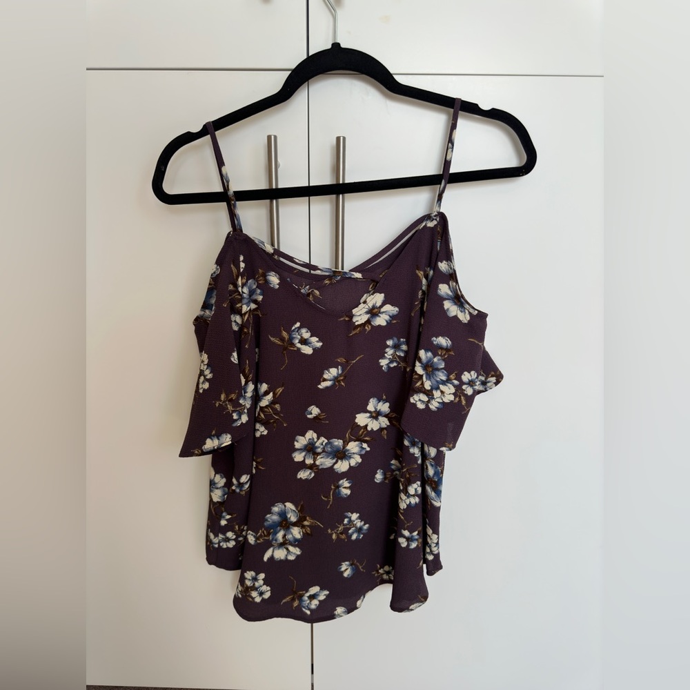 Purple floral off the shoulder blouse